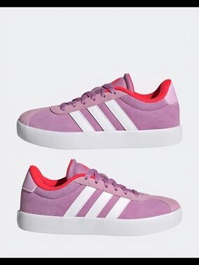 adidas Kids Pink and Coral Suede Grand Court 3 Low-Top Sneakers Nwot